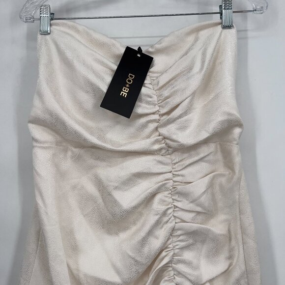 DO+BE Strapless Ruched Mini Dress Women’s L Ivory NWT - Picture 3 of 12